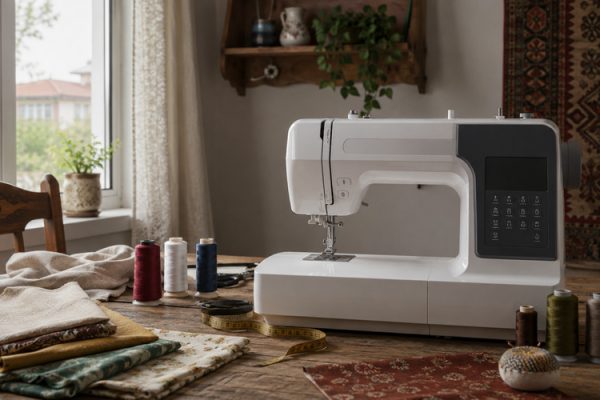 Ev tipi dikiş makinesi ve dikiş malzemeleri